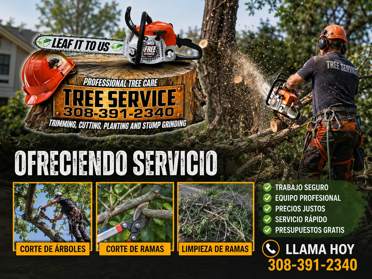Ofreciendo Servicio - Corte de Árboles, Corte de Ramas, Limpieza de Ramas por Leaf It To Us Tree Service