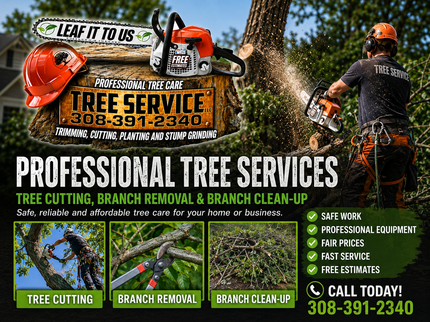 Professional Tree Services - Tree Cutting, Branch Removal & Branch Clean-Up by Leaf It To Us Tree Service